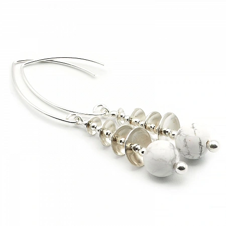 Howlite and Sterling Silver 925 Earrings