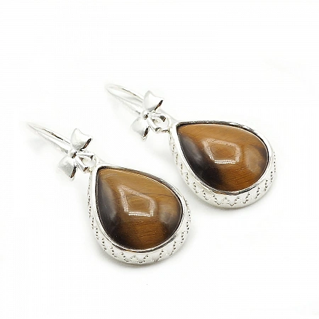 Tiger Eye and 925 Silver Earrings