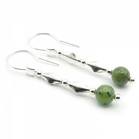 Jade and 925 Silver Earrings