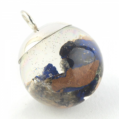 Azurite in Resin and Sterling Silver Pendant