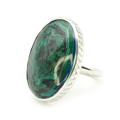925 Silver and Malachite Ring
