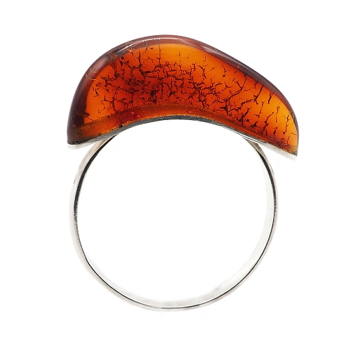 Moderner Ring aus Natürlichem Bernstein und 925er Sterlingsilber