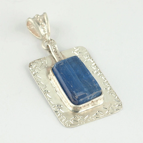 Raw Kyanite and Sterling Silver Pendant