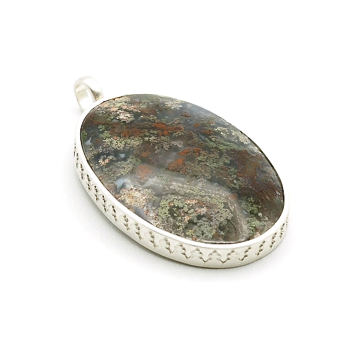 Sterling Silver 925 and Indonesian Moss Agate Pendant