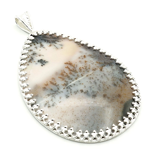 Dendritic Agate and 925 Silver Pendant