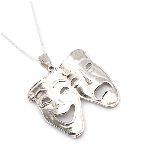 Collar de Cadena con Colgante Máscaras del Teatro en Plata de ley 925