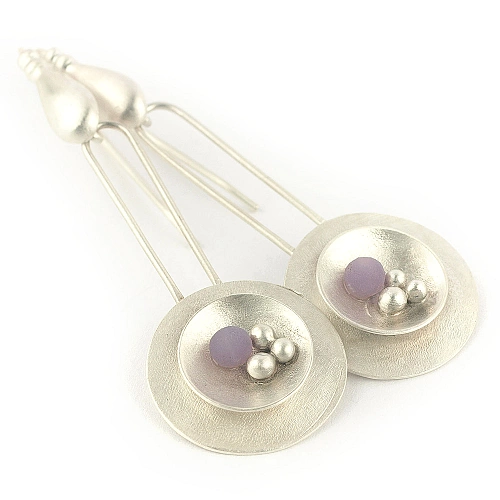 Long Grape Agate Earrings set in Sterling Silver