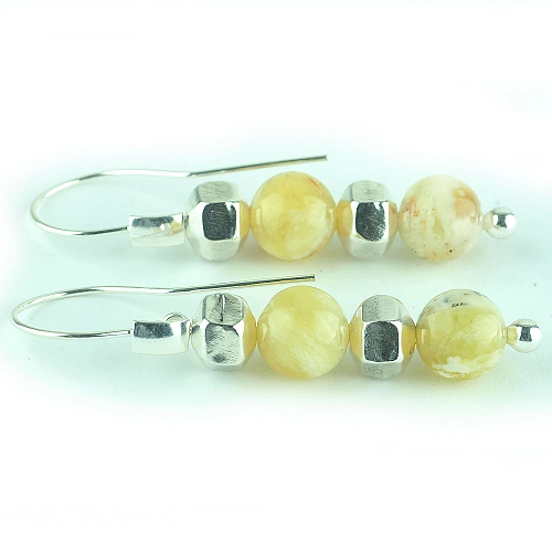 Yellow Opal Earrings and Sterling Silver