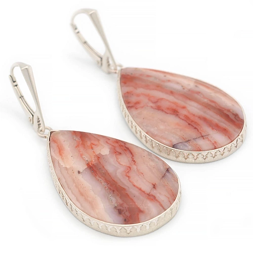 Agate Perelivt and Sterling Silver Earrings