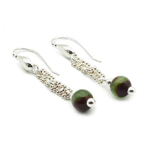 925 Silver and Chrysoprase Earrings