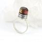 Genuine Amber ring in yellow color round-shaped and bazel set in sterling silver has adjustable ring size with upper part has a size of 14x12 mm (0.55x0.47\") 5