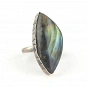 Labradorite ring set in sterling silver irregular-shaped grey color with blue and yellow flash and adjustable size with upper part size of 32x15x7 mm (1.26x0.59x0.28\") 2