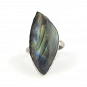 Labradorite ring set in sterling silver irregular-shaped grey color with blue and yellow flash and adjustable size with upper part size of 32x15x7 mm (1.26x0.59x0.28\") 4