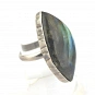 Labradorite ring set in sterling silver irregular-shaped grey color with blue and yellow flash and adjustable size with upper part size of 32x15x7 mm (1.26x0.59x0.28\") 6