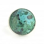 Malachite and solid Sterling Silver Ring round-shaped and green color size P 3