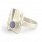 Grape Agate and solid Sterling Silver Ring rectangular shape size P 1