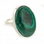 Malachite and solid Sterling Silver Ring oval-shaped and green color adjustable size 1