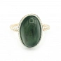 Jade and Sterling Silver Ring Adjustable Size 3
