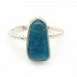 Blue Apatite and Sterling Silver Ring Adjustable Size 3