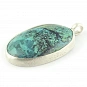 Genuine Chrysocolla Pendant set in solid Sterling Silver oval shape and size of 29x18x7 millimeter (1.14x0.71x0.28 inch) 3