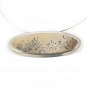Dendritic Agate Pendant Necklace set in Sterling Silver oval-shaped and brown beige color 1