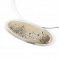Dendritic Agate Pendant Necklace set in Sterling Silver oval-shaped and brown beige color 3