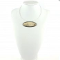 Dendritic Agate Pendant Necklace set in Sterling Silver oval-shaped and brown beige color 5