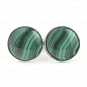 Cufflinks for men\'s shirt with malachite and solid sterling silver round-shaped 2