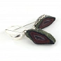 Agate geode earrings and sterling silver in dark red color 42 mm (1.65”) length 2