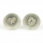 Sterling Silver Stud Earrings with raw Pyrite button shaped 11 mm (0.43 inches) in diameter 2