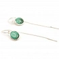 Malachite and Sterling Silver Pull Through Threader Chain Earrings  1
