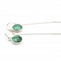 Malachite and Sterling Silver Pull Through Threader Chain Earrings  2