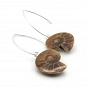 Ammonite Fossil and Sterling Silver Earrings  1