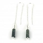 Long pull through threader chain Sterling Silver Earrings forest green Moss Agate 2