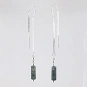 Long pull through threader chain Sterling Silver Earrings forest green Moss Agate 4